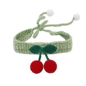 Charming Cherry Knit Collar: Luxury Comfort for Stylish Pets